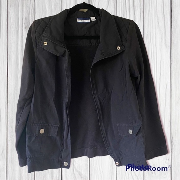 Croft & Barrow Black Jacket zipper with buttons quilted detailing - Picture 1 of 9